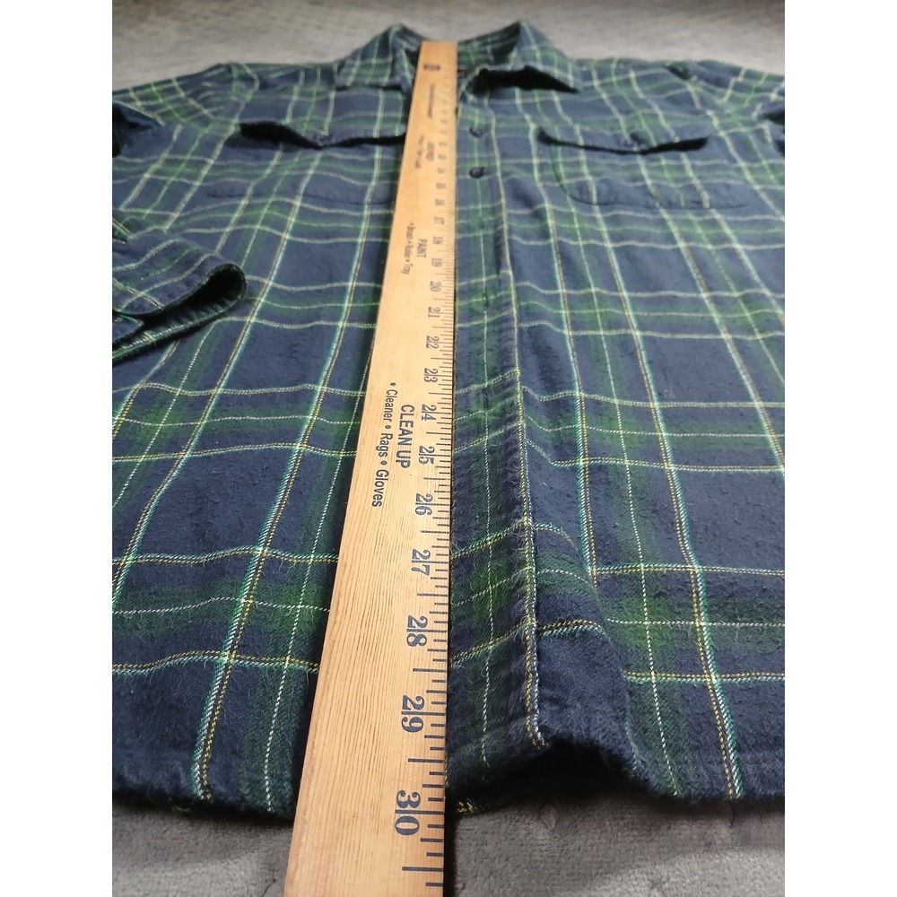 Obey Worldwide Mens Navy Green Plaid Flannel Button Down Shirt Size M Cotton - Picture 8 of 8